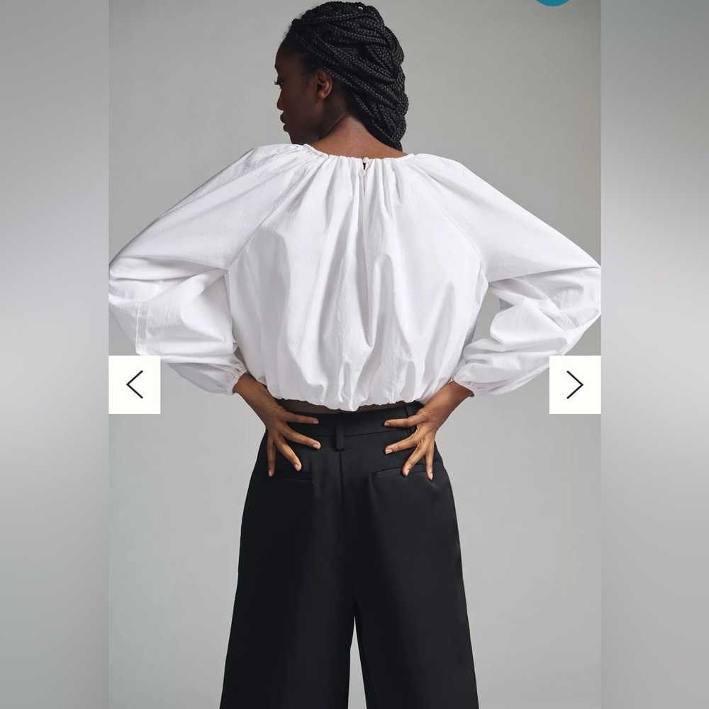Maeve anthropology puffy Poplin Bubble Blouse white size 1x - Picture 2 of 6